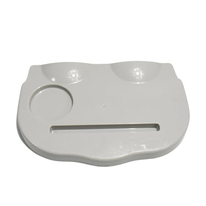 Wukusy snack caddy tray with drink cup holder, perfect for movie nights, made of durable plastic with compartments for snacks and drinks.