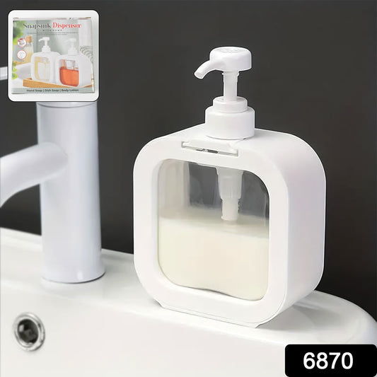Set of clear plastic Snap Sink Dispenser lotion bottles with pump tops, ideal for home kitchen or bathroom organization by Wukusy.