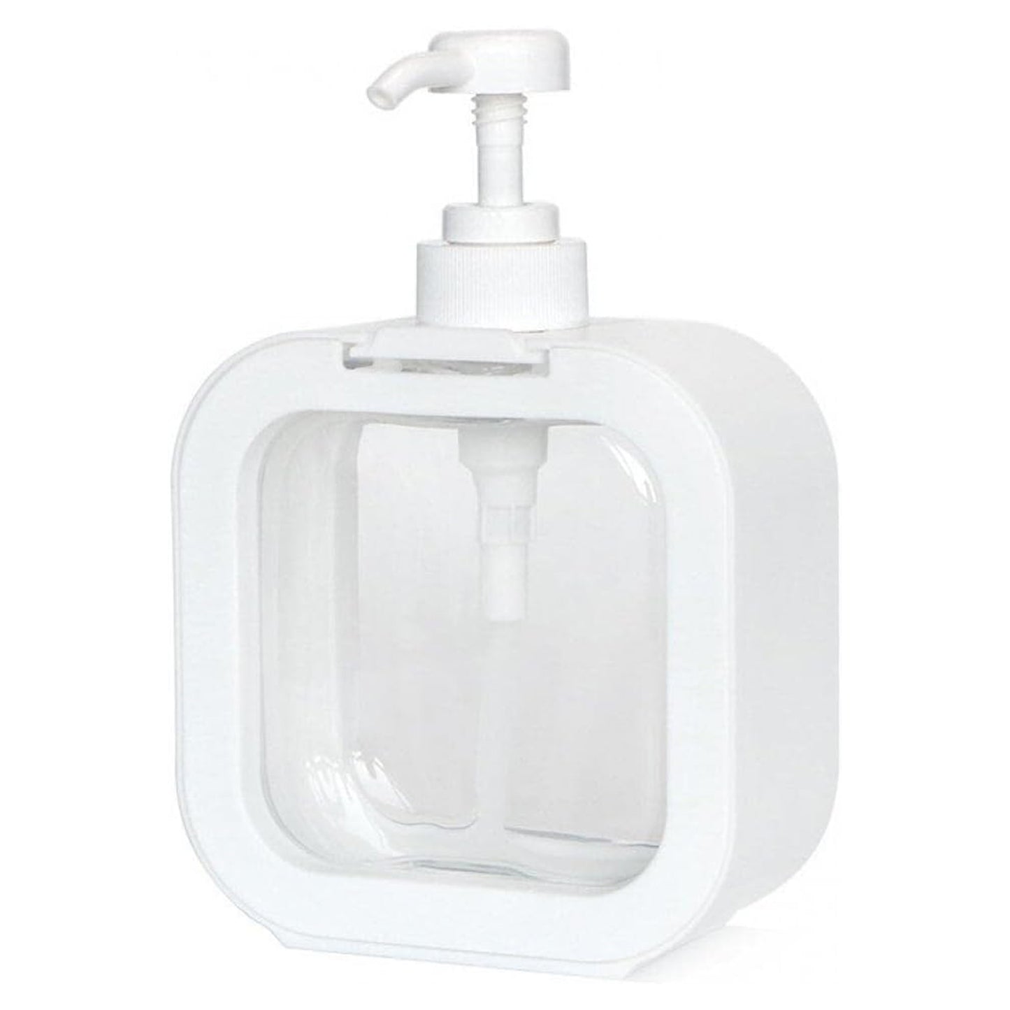 Set of clear plastic Snap Sink Dispenser lotion bottles by Wukusy, empty pump bottles for home and kitchen use.