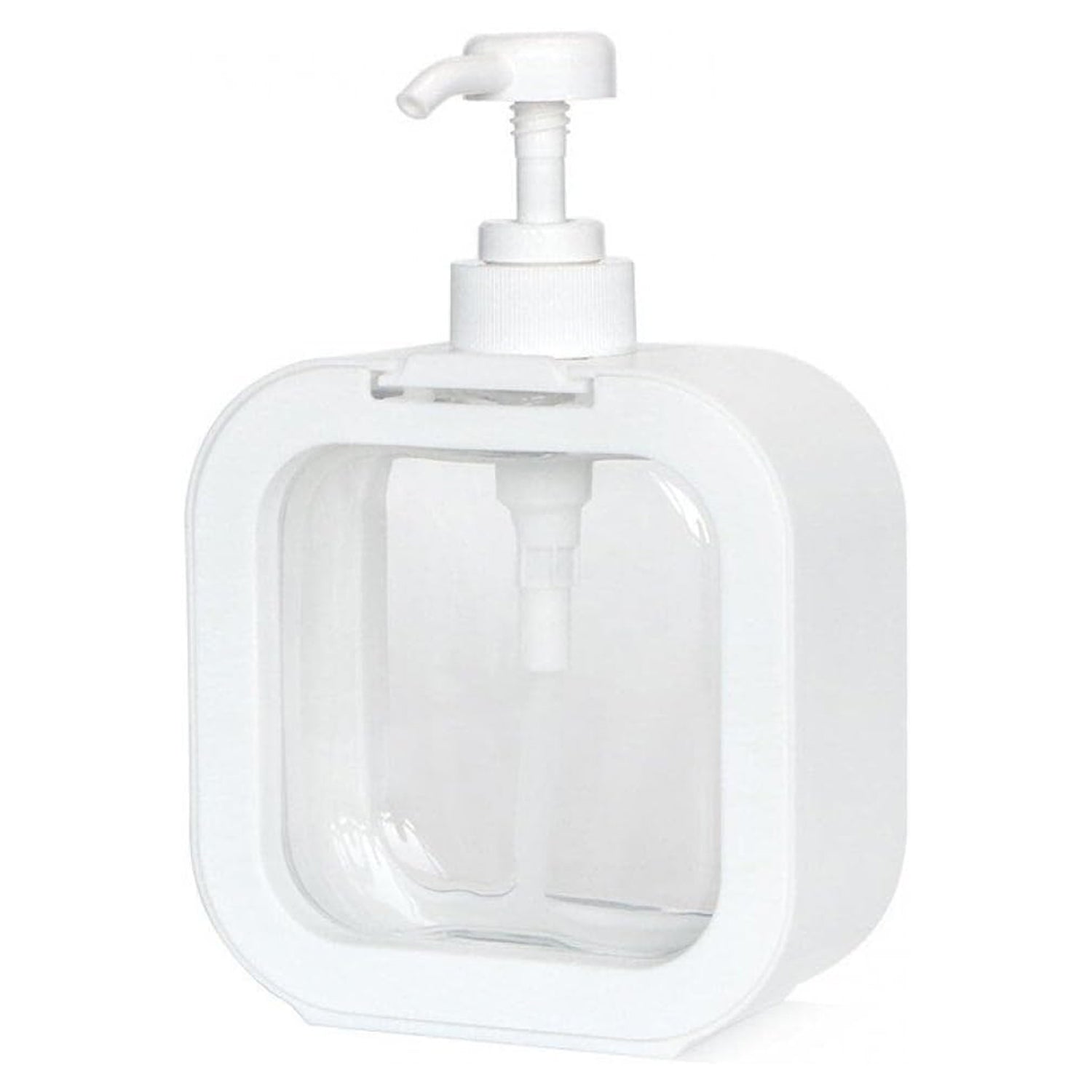 Set of clear plastic Snap Sink Dispenser lotion bottles by Wukusy, empty pump bottles for home and kitchen use.