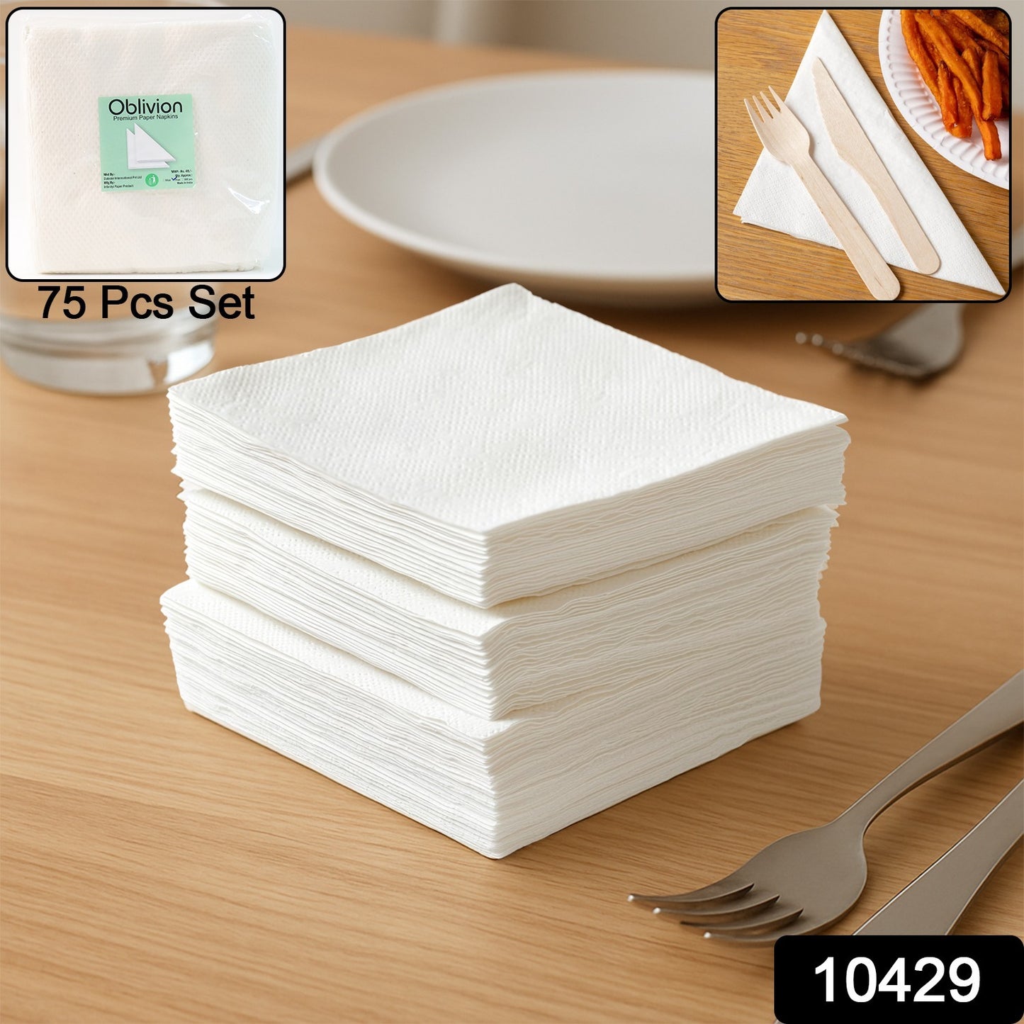 Wukusy soft absorbent disposable tissue napkins, 75-piece pack, ideal for home and kitchen use, featuring gentle paper material.
