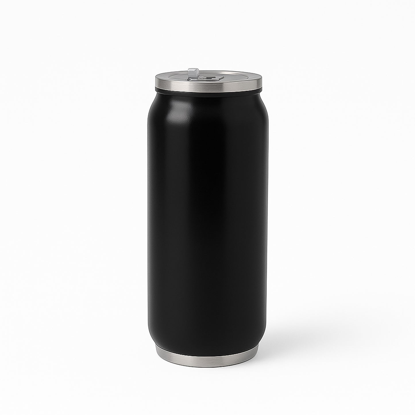 Stainless steel can-shaped vacuum flask with built-in straw, 500ml capacity, by Wukusy, ideal for drinks at home or on the go.