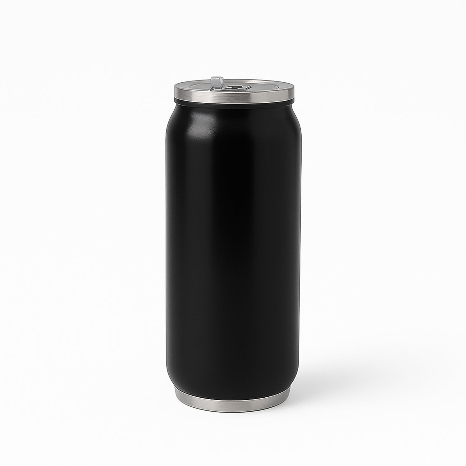 Stainless steel can-shaped vacuum flask with built-in straw, 500ml capacity, by Wukusy, ideal for drinks at home or on the go.