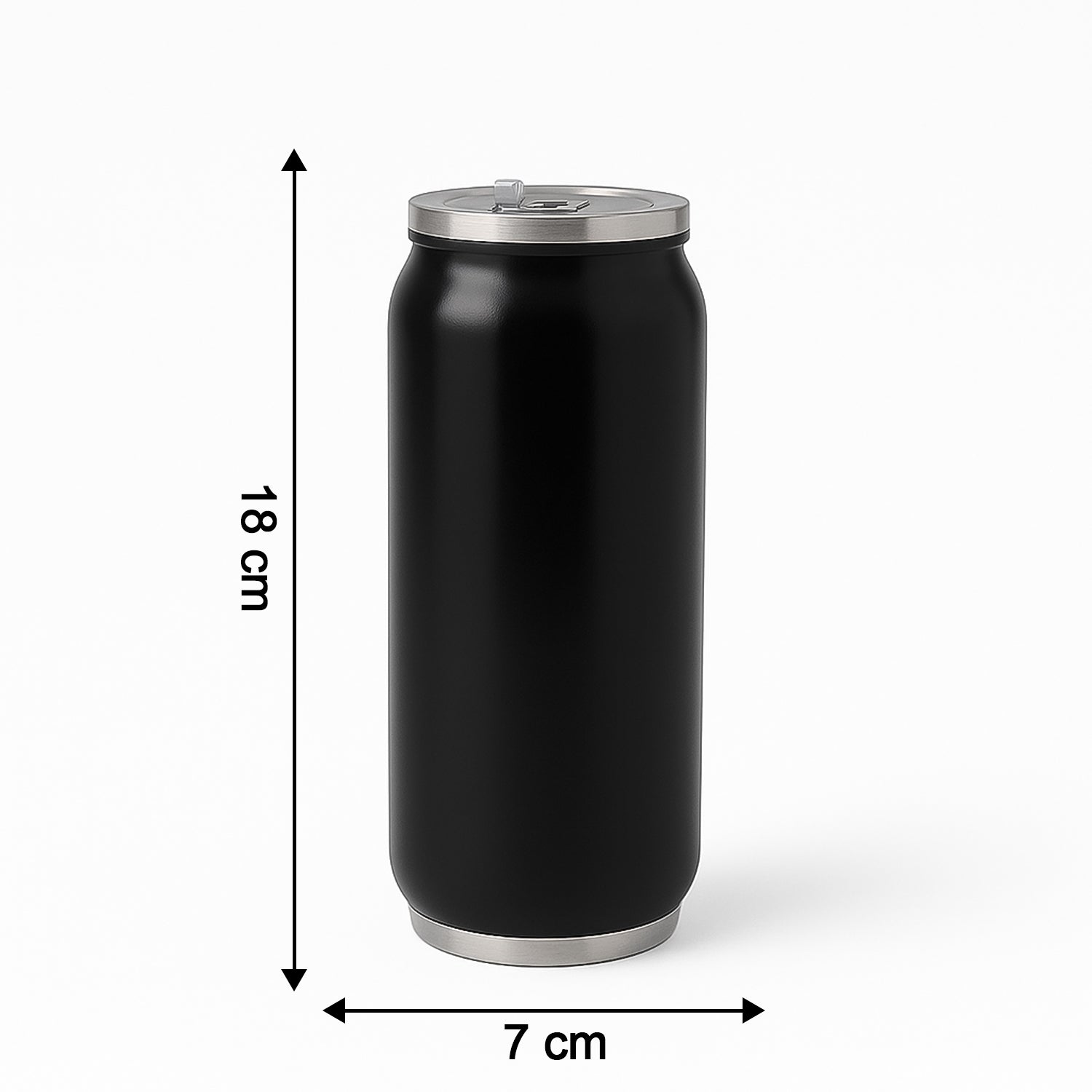 Stainless steel can-shaped vacuum flask with built-in straw, 500ml capacity, by Wukusy, for hot or cold beverages at home or on the go.