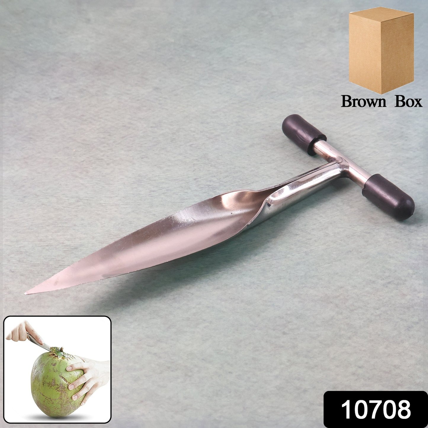 Wukusy stainless steel coconut breaker tool with T-handle, designed for easy cracking of coconuts in home and kitchen use.