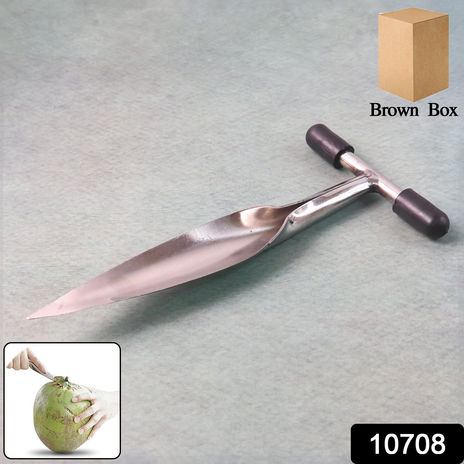 Wukusy stainless steel coconut breaker tool with T-handle, designed for easy cracking of coconuts in home and kitchen use.