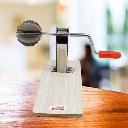 Stainless steel coconut scraper with wooden base, Wukusy home kitchen tool for grating fresh coconuts, 1 piece.