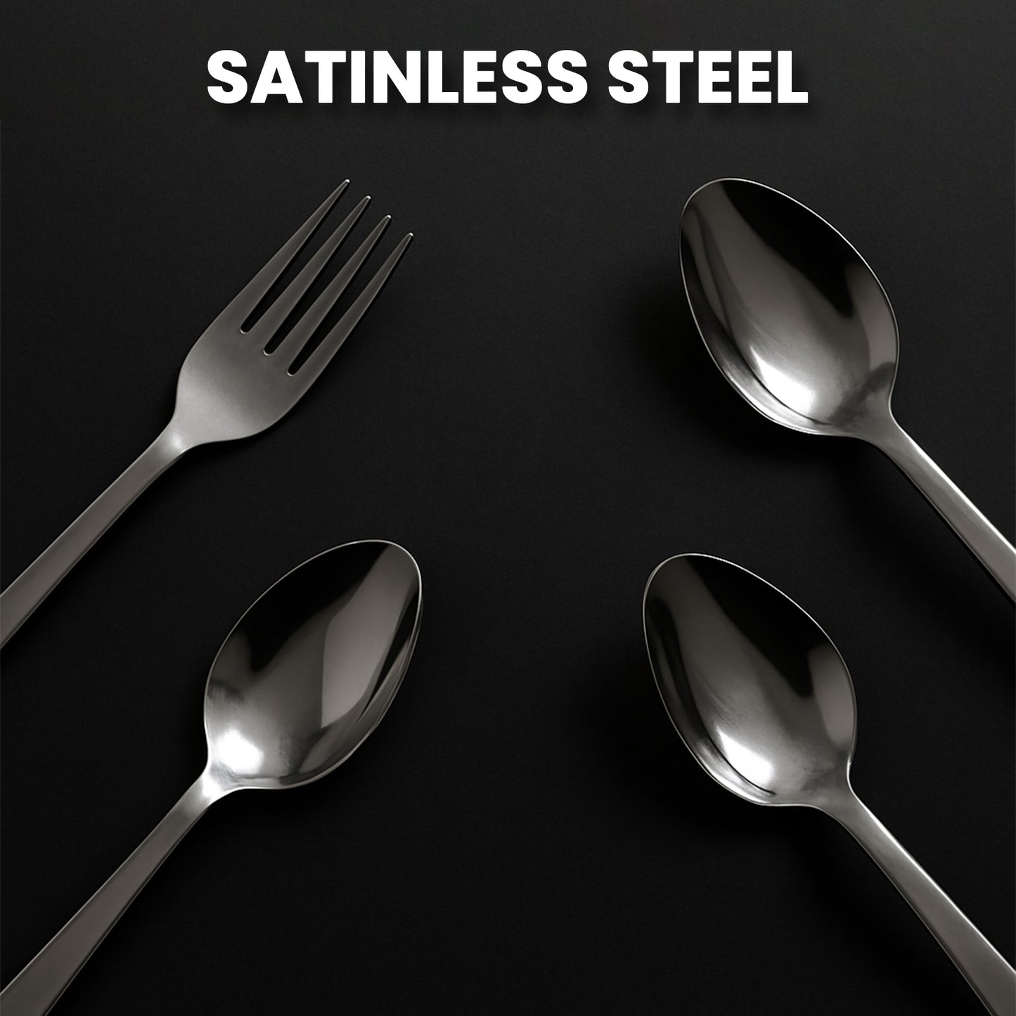 Wukusy 24-piece stainless steel cutlery set with elegant storage stand for home and kitchen use.