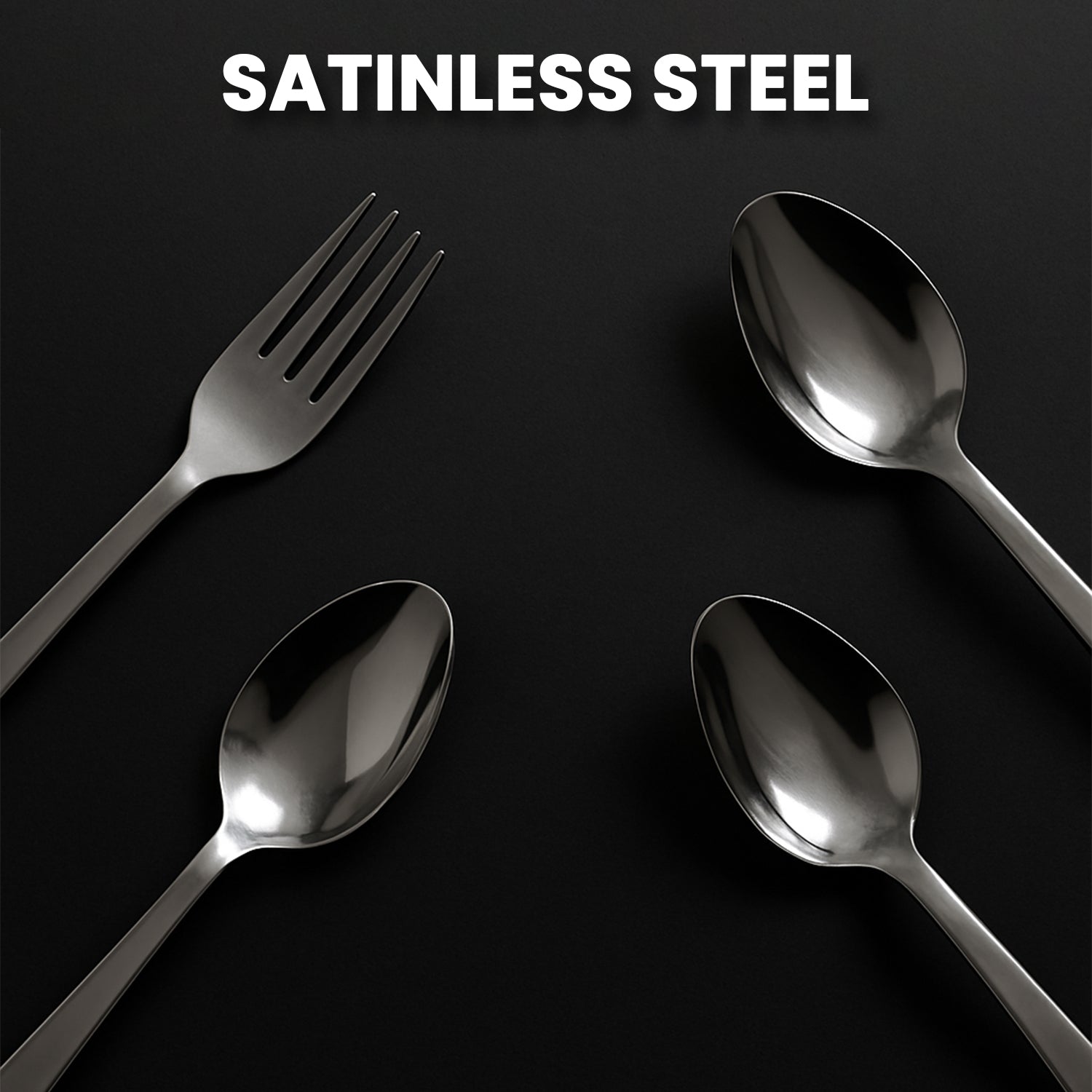 Wukusy 24-piece stainless steel cutlery set with elegant storage stand for home and kitchen use.