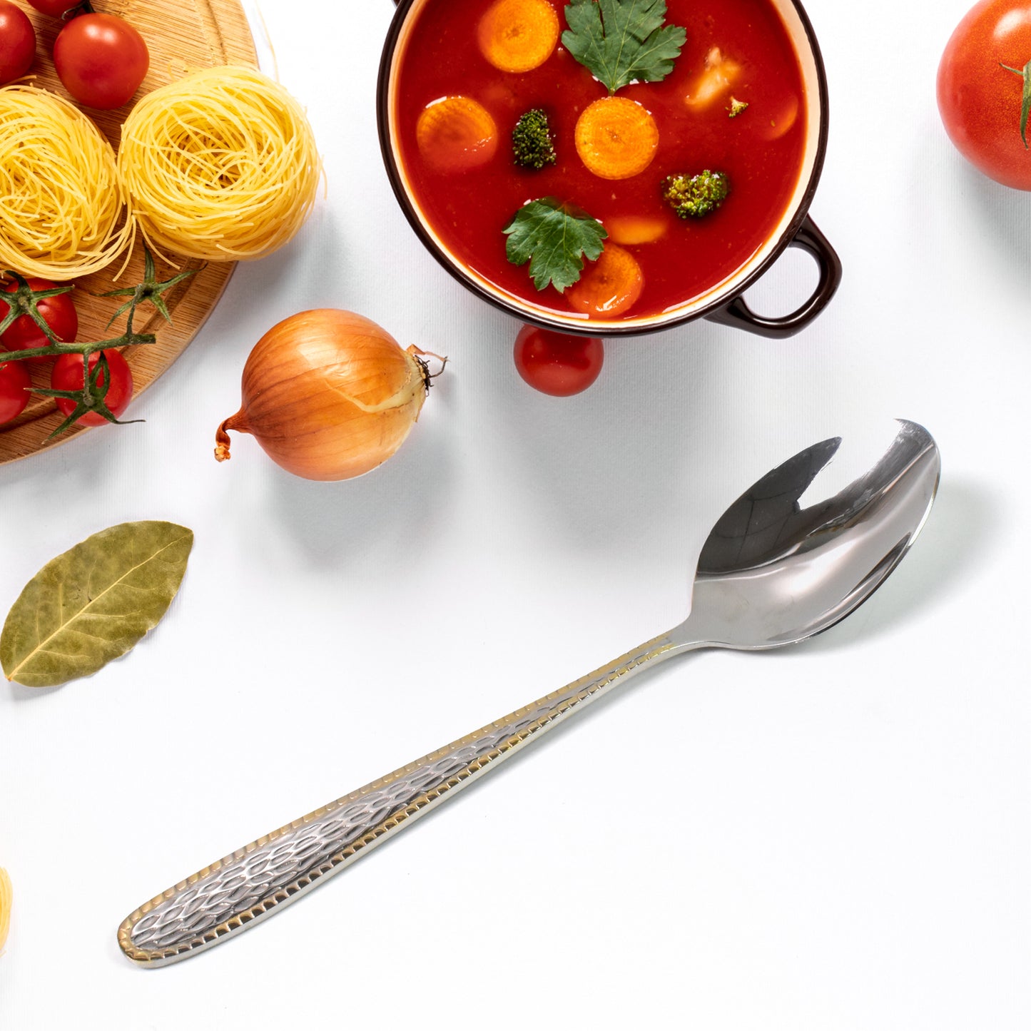 Set of 6 Wukusy stainless steel textured spoons with gold-plated handles, ideal for home and kitchen use.