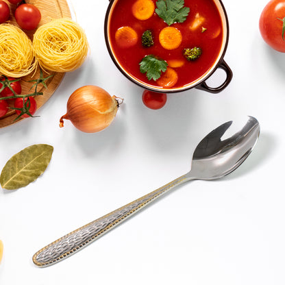 Set of 6 Wukusy stainless steel textured spoons with gold-plated handles, ideal for home and kitchen use.