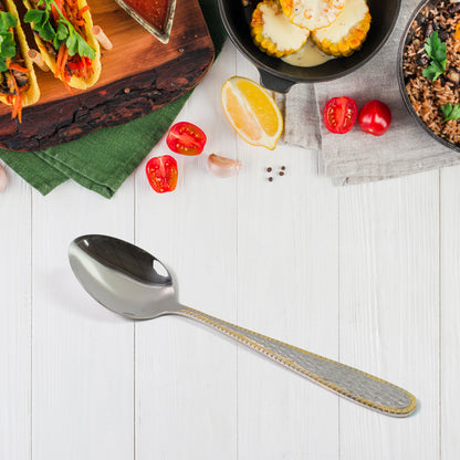 Set of 6 Wukusy stainless steel textured spoons with gold-plated handles, ideal for home and kitchen use.