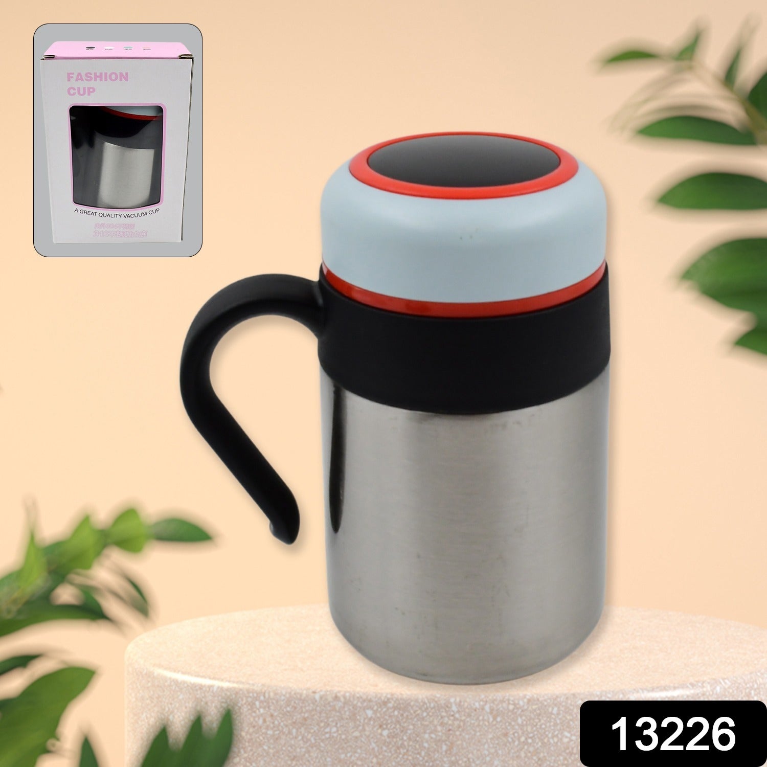 Wukusy stainless steel vacuum-insulated mug with handle, 420ml small cup for hot or cold beverages in home and kitchen.