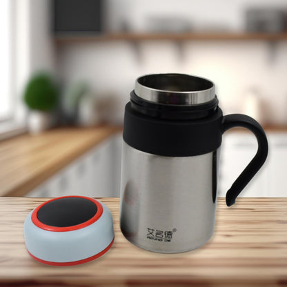 Wukusy stainless steel vacuum-insulated mug with handle, 420ml, small size, perfect for hot or cold beverages in home and kitchen use.