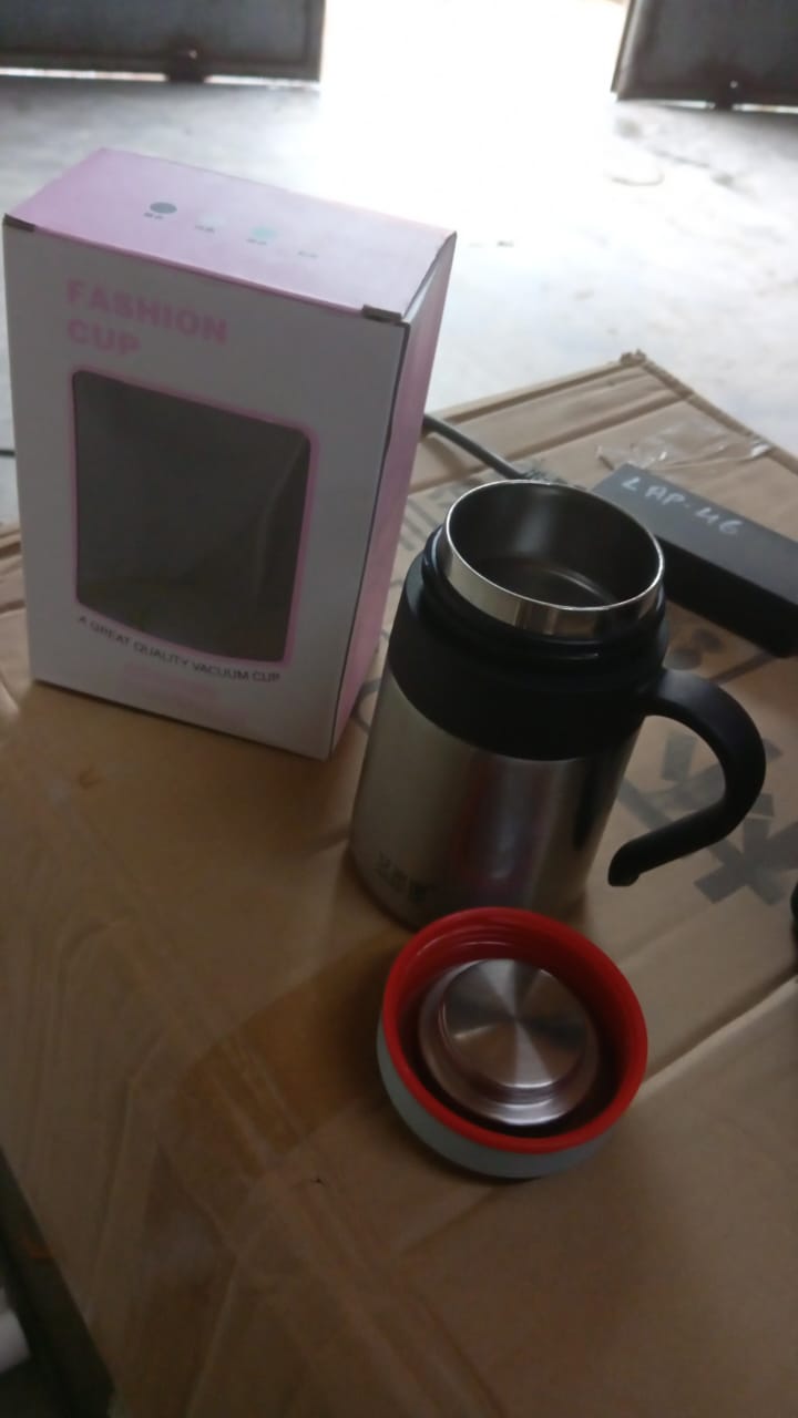 Wukusy stainless steel vacuum-insulated mug with handle, 420ml small metal bottle for hot and cold beverages.