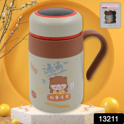 Wukusy stainless steel vacuum insulated mug with handle, 550ml small drink bottle for hot or cold beverages in home and kitchen.