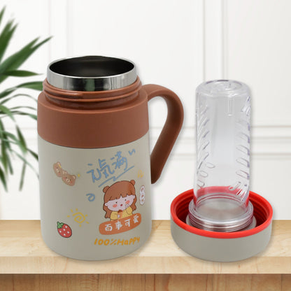 Wukusy stainless steel vacuum insulated mug with handle, 550ml capacity, small cup for hot and cold beverages.
