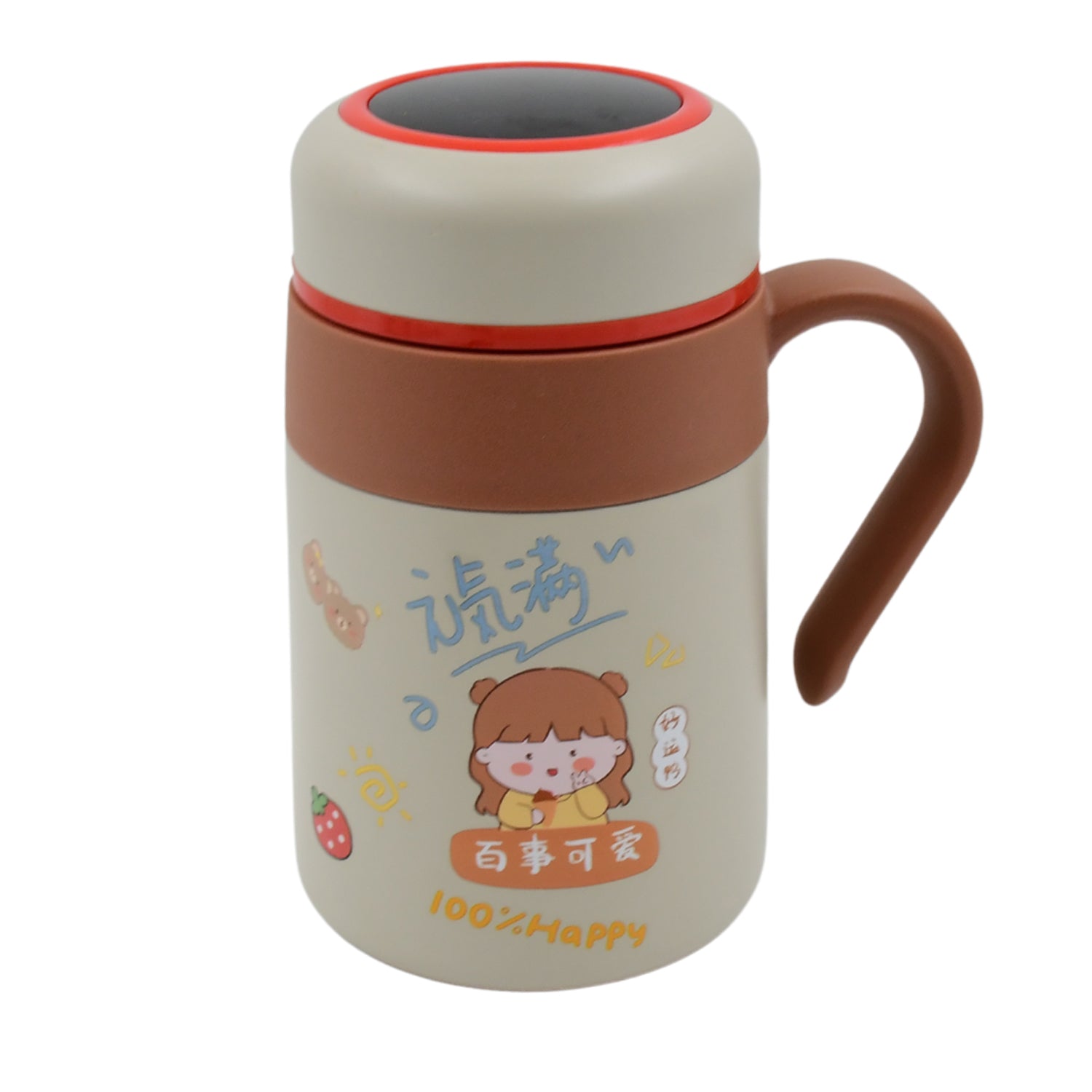 Wukusy stainless steel vacuum insulated mug with handle, 550ml capacity, designed for hot and cold drinks in home and kitchen use.