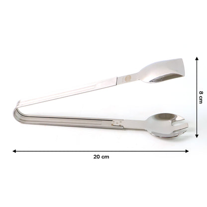 Stainless steel Wukusy 2-in-1 pasta and salad serving tong, multipurpose kitchen utensil for serving food.