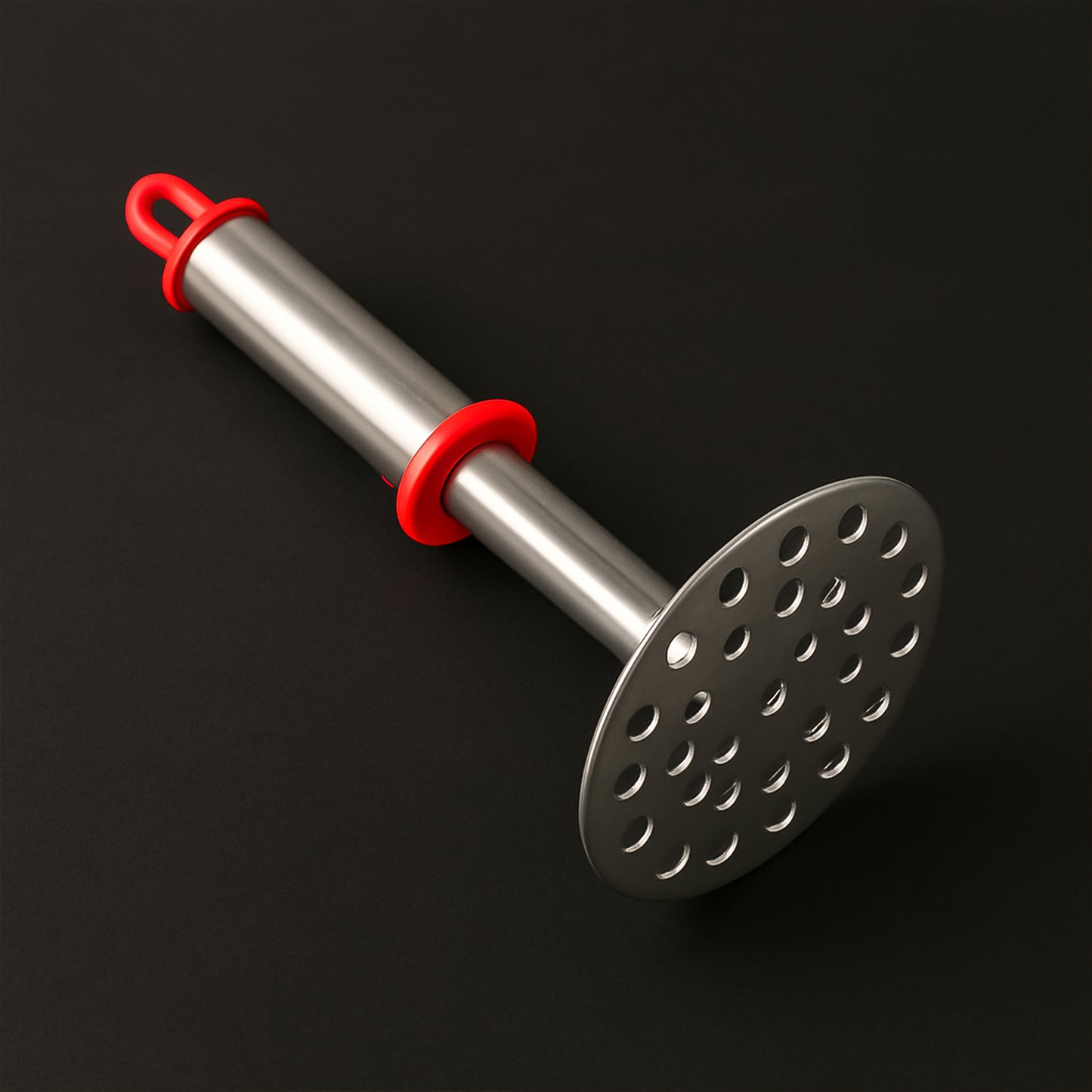 Stainless steel Wukusy potato masher with ergonomic handle, 17cm, ideal for kitchen use and mashing potatoes efficiently.