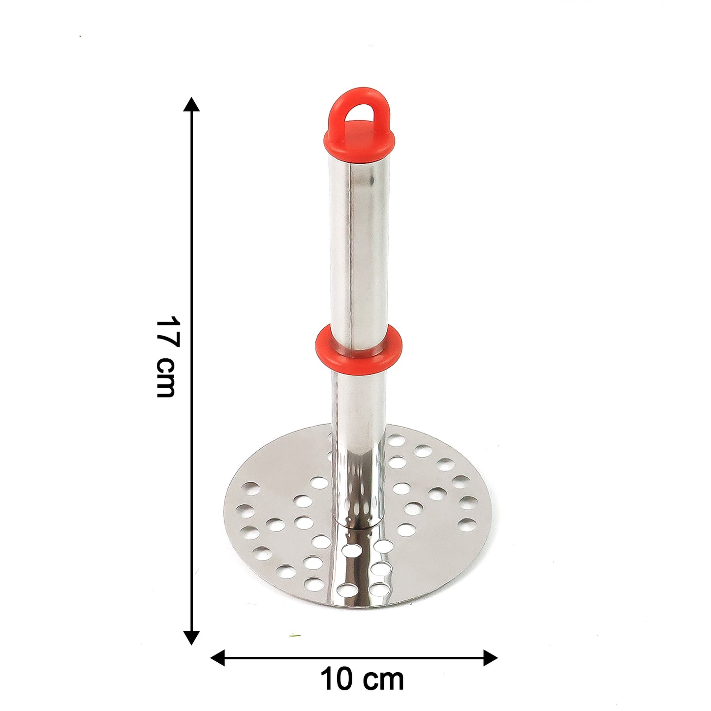 Wukusy stainless steel potato masher with ergonomic handle, 17cm, ideal for home kitchen use.
