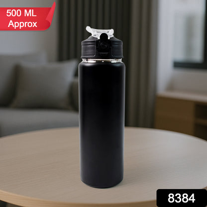 Stainless steel sports water bottle by Wukusy, 500ml capacity, with a sleek design and leak-proof lid for on-the-go hydration.