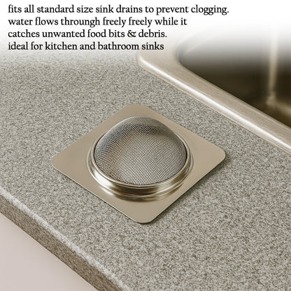 Stainless steel square sink strainer for kitchen sinks, Wukusy brand, designed to catch debris and prevent clogs.