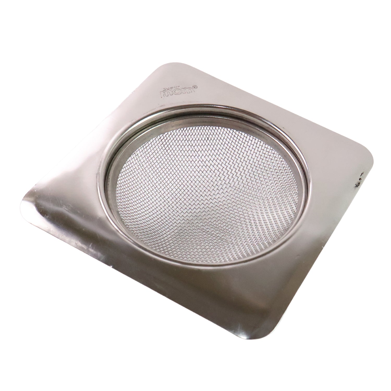 Wukusy stainless steel square sink strainer for kitchen sinks, designed to catch debris and prevent clogs.