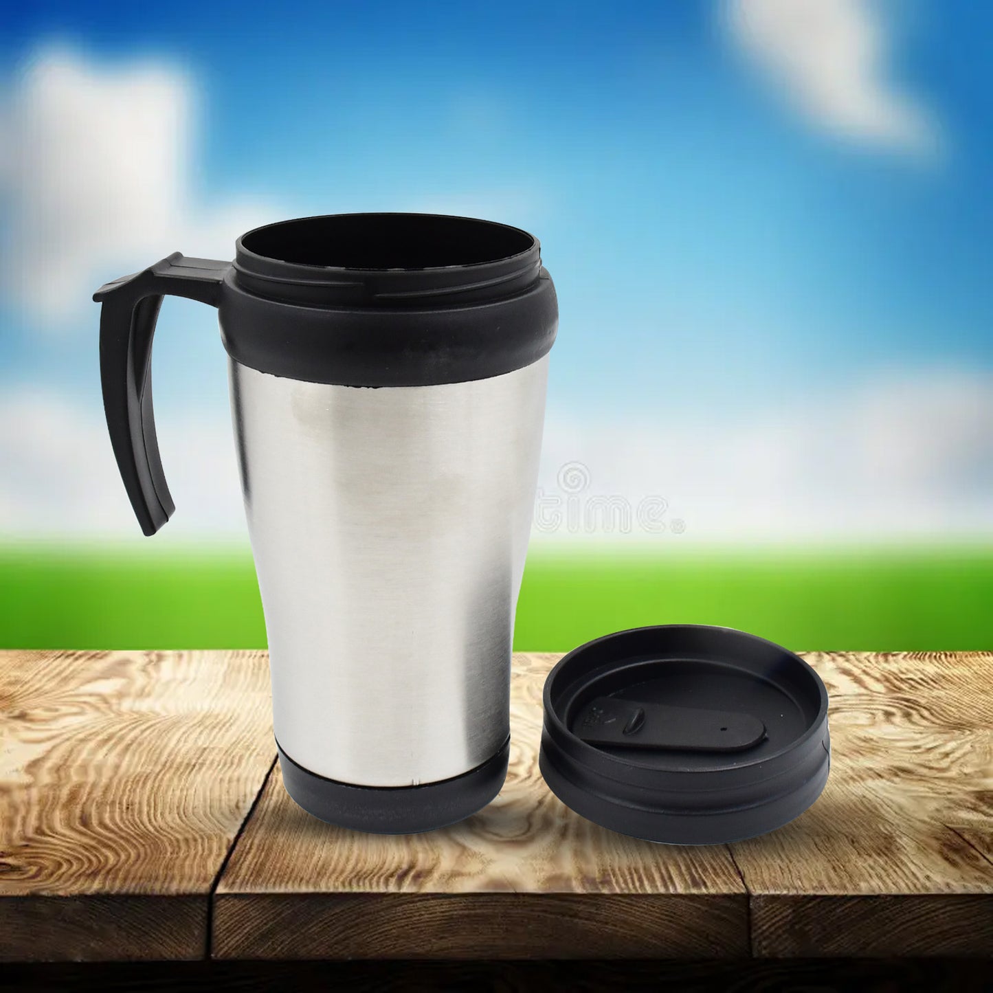 Wukusy stainless steel vacuum insulated glass coffee cup with lid and handle for hot and cold beverages in home and kitchen use
