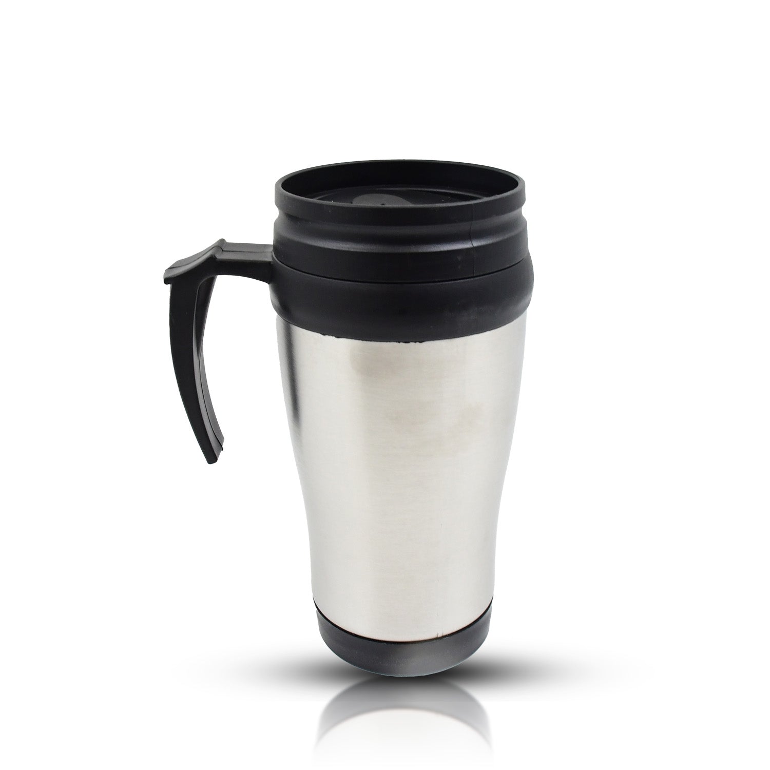 Wukusy stainless steel vacuum insulated glass coffee cup with lid and handle, suitable for hot and cold beverages.
