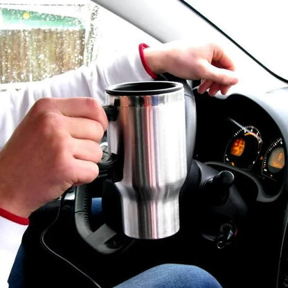 Wukusy stainless steel vacuum insulated glass coffee cup with lid and handle, designed for hot and cold beverages.