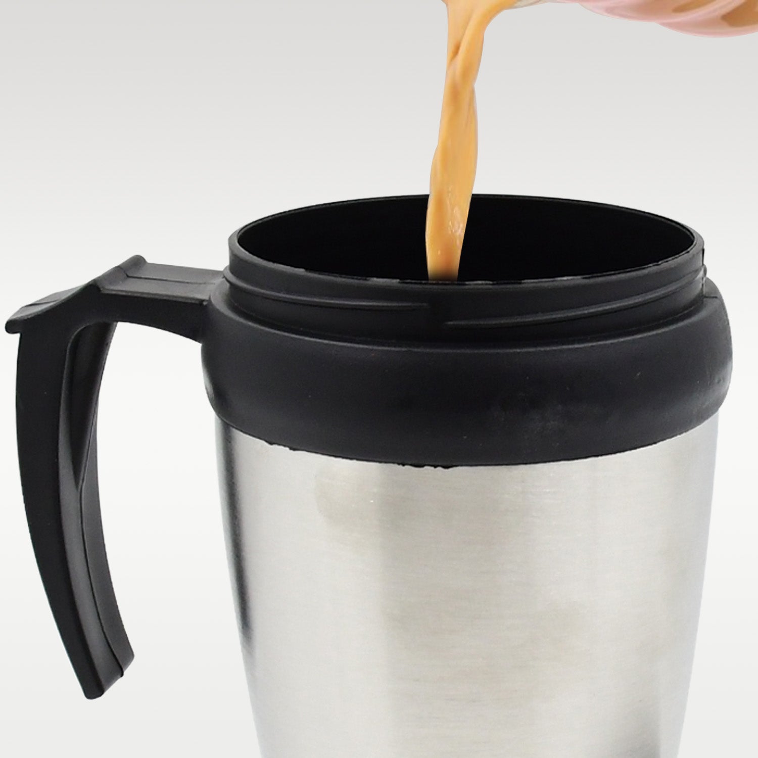 Wukusy stainless steel vacuum insulated coffee cup with lid and handle, designed for hot and cold beverages, 1 piece.