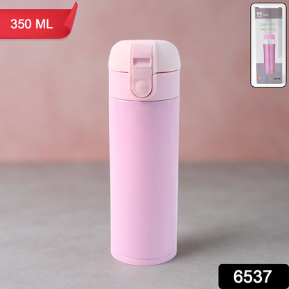 Stainless steel vacuum water bottle by Wukusy, 350ml capacity, durable and sleek for home and kitchen use.