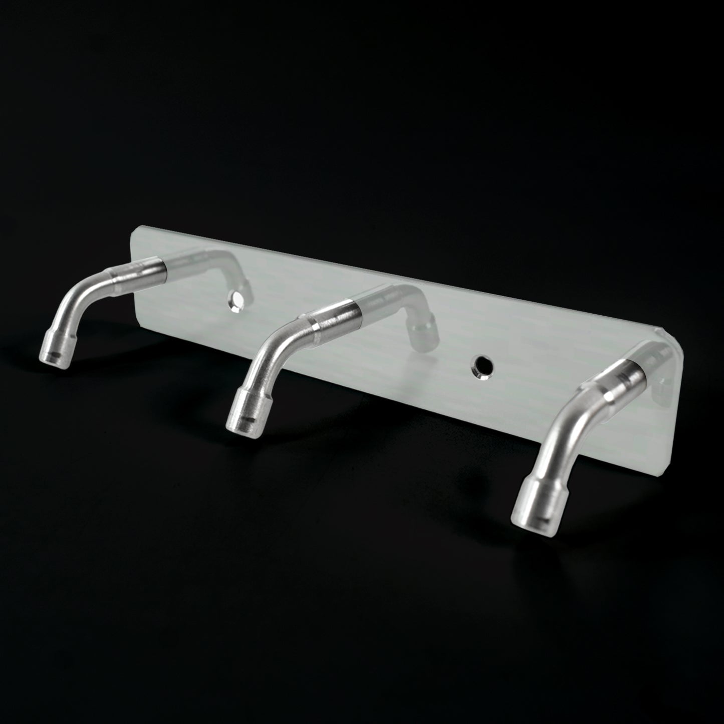 Stainless steel wall-mounted coat hook rack with 3 hooks, 14x3 inches, by Wukusy for home and kitchen organization