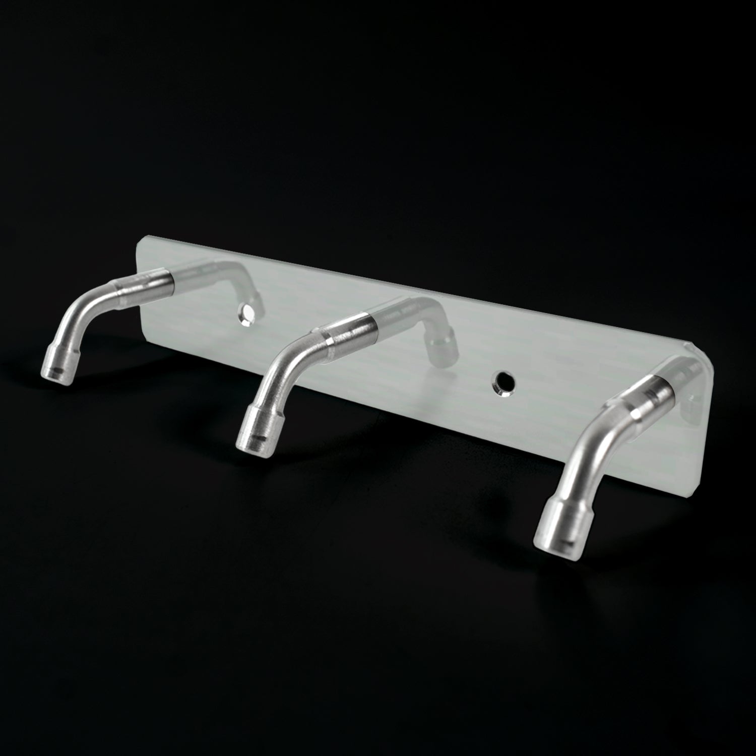Stainless steel wall-mounted coat hook rack with 3 hooks, 14x3 inches, by Wukusy for home and kitchen organization