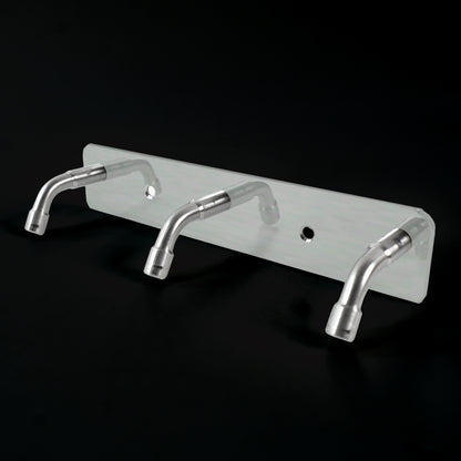 Stainless steel wall-mounted coat hook rack with 3 hooks, 14x3 inches, by Wukusy for home and kitchen organization