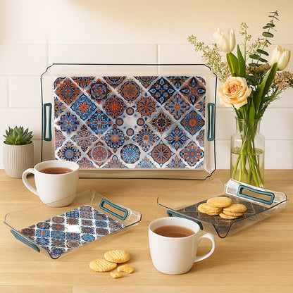 Wukusy Supermom 3-piece multipurpose serving tray set with handles, ideal for kitchen and home use, versatile and stylish.