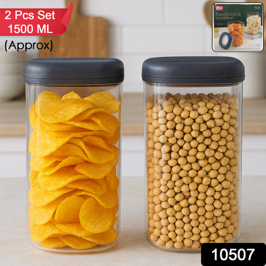 Wukusy Supermom airtight kitchen storage containers 2-piece set, 1500 ml capacity, clear plastic with secure lids for food storage