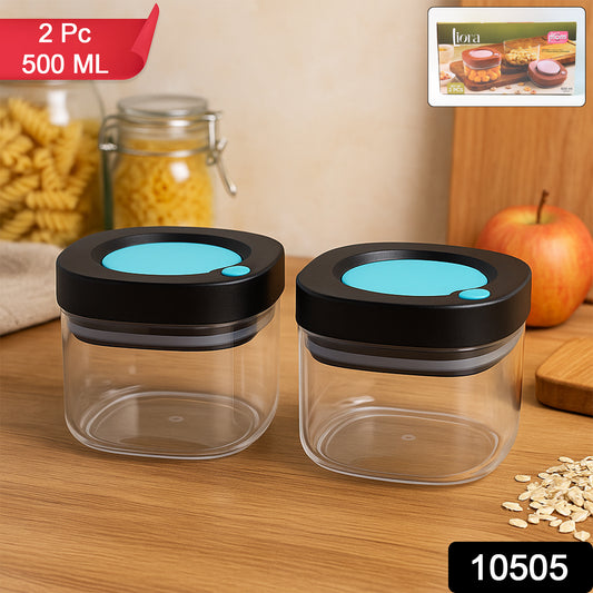 Wukusy Supermom airtight kitchen storage containers 2-piece set, 500ml capacity, clear plastic with secure lids for food storage.