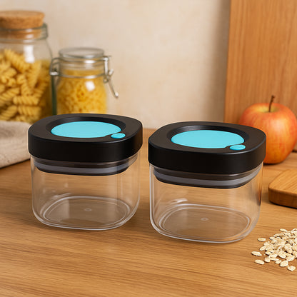 Wukusy Supermom airtight kitchen storage containers 2-piece set, 500ml capacity, clear plastic with secure lids for food storage.