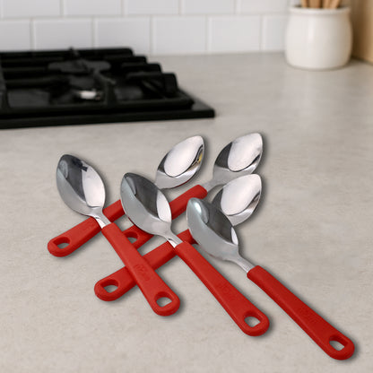 Set of six Wukusy Supermom Baby Feeding Spoons, soft tip and ergonomic handles, ideal for gentle feeding.