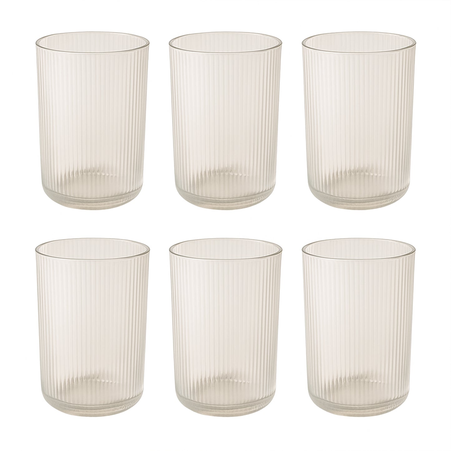 Set of six Supermom Casa glassware by Wukusy, clear glass drinking glasses for home use, stylish and functional kitchen essentials.