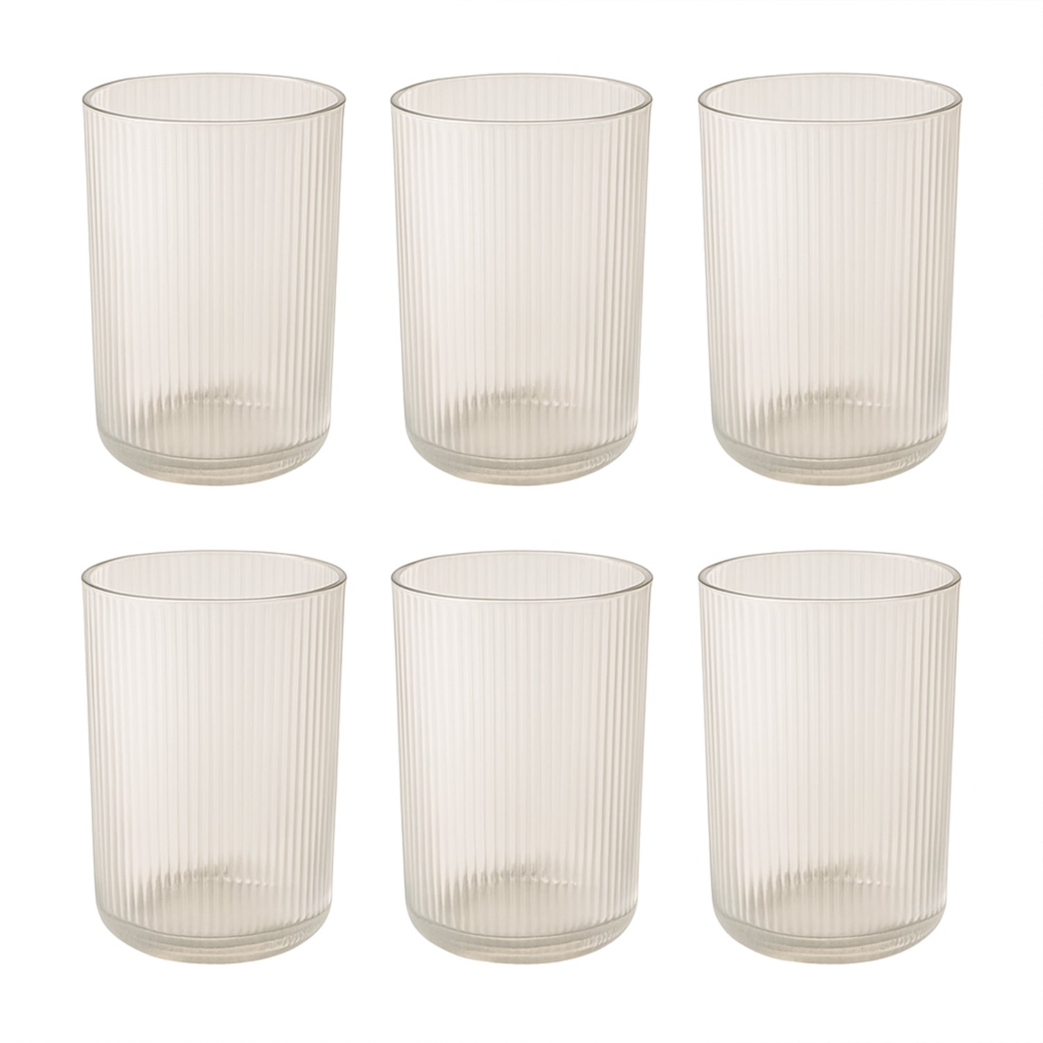 Set of six Supermom Casa glassware by Wukusy, clear glass drinking glasses for home use, stylish and functional kitchen essentials.