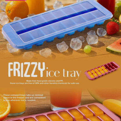 Wukusy Supermom frizzy ice tray with 2-in-1 compartment for ice cubes and storage box in a home kitchen setting.