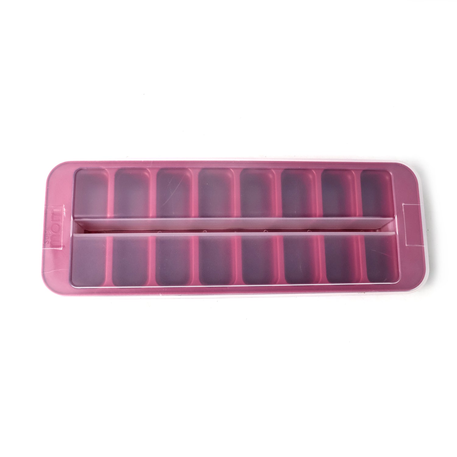 Wukusy Supermom frizzy ice tray with 2-in-1 compartment for ice cubes and storage box in a kitchen setting.