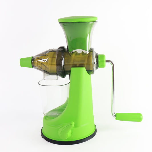 Wukusy Supermom manual multi-functional fruit and vegetable juicer for home use, shown in a clean kitchen setting.