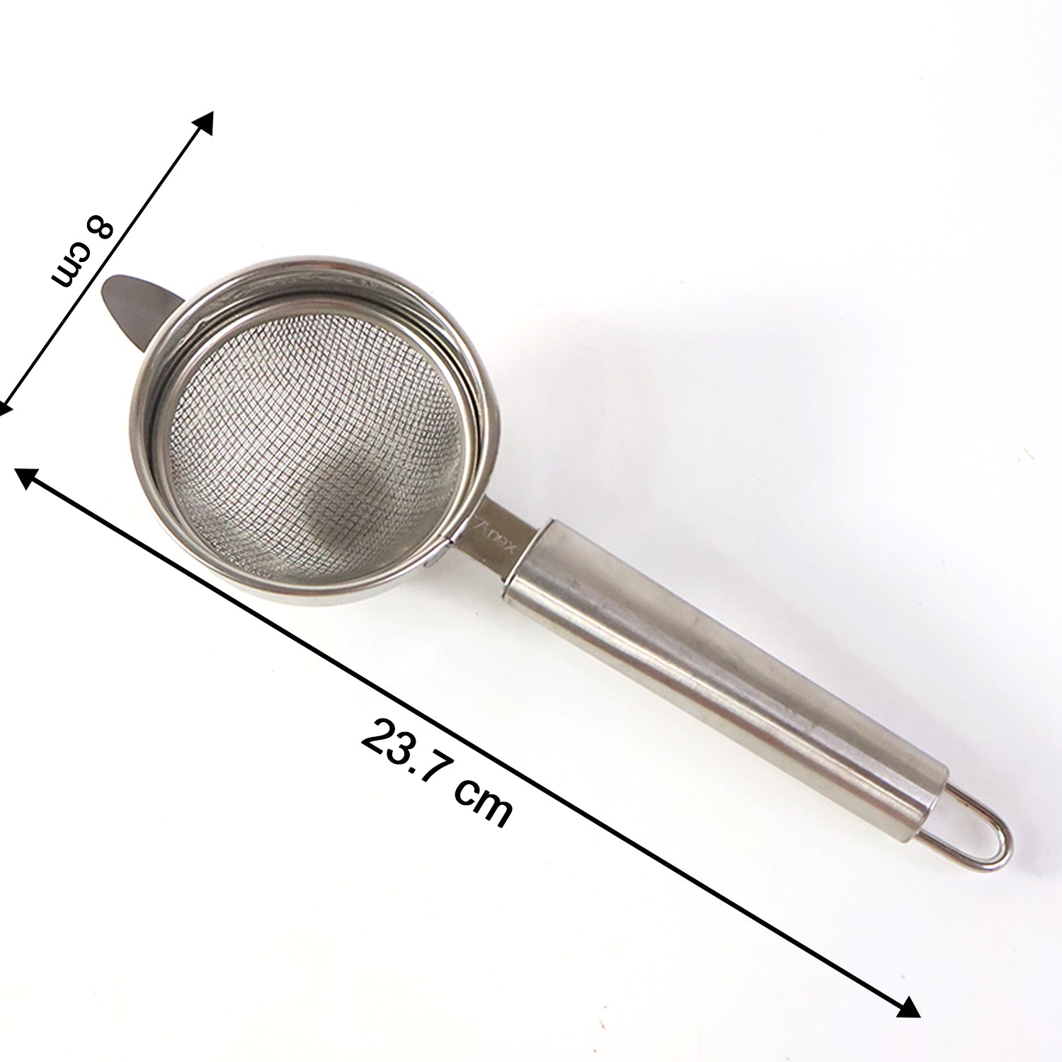 Wukusy Supermom Medium Euro Mesh Strainer for kitchen use, with fine mesh and sturdy handle, ideal for straining liquids and foods.