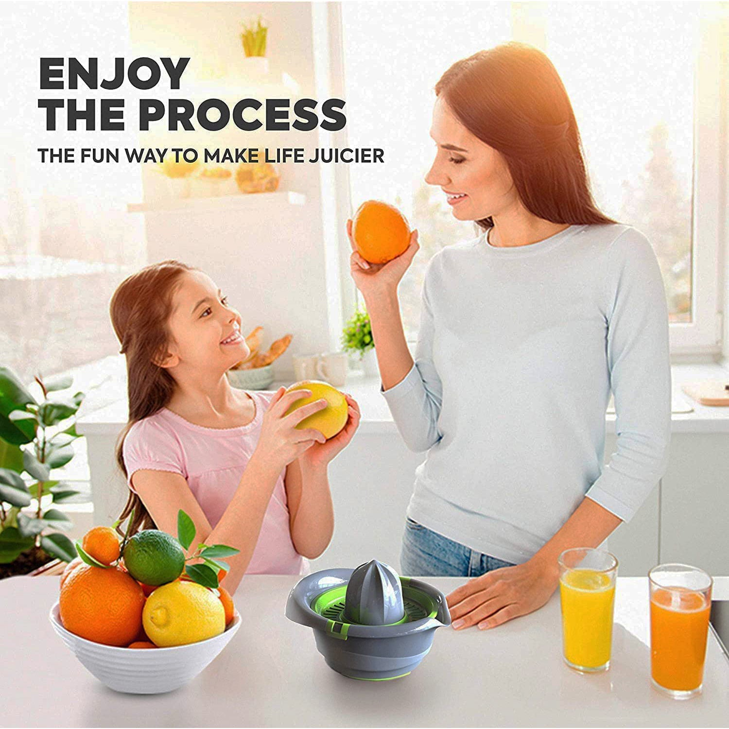 Wukusy Supermom Premium Manual Hand Press Citrus Juicer for fresh juice extraction in home and kitchen use.