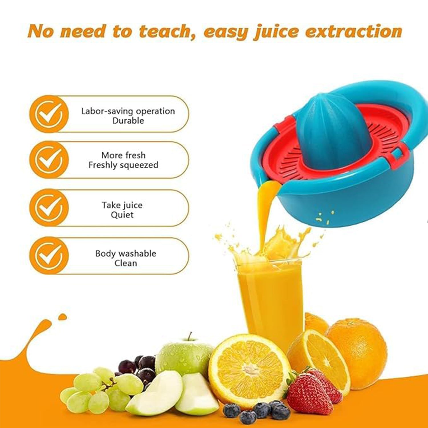 Wukusy Supermom Premium Manual Hand Press Citrus Juicer for fresh juice extraction in home and kitchen use.