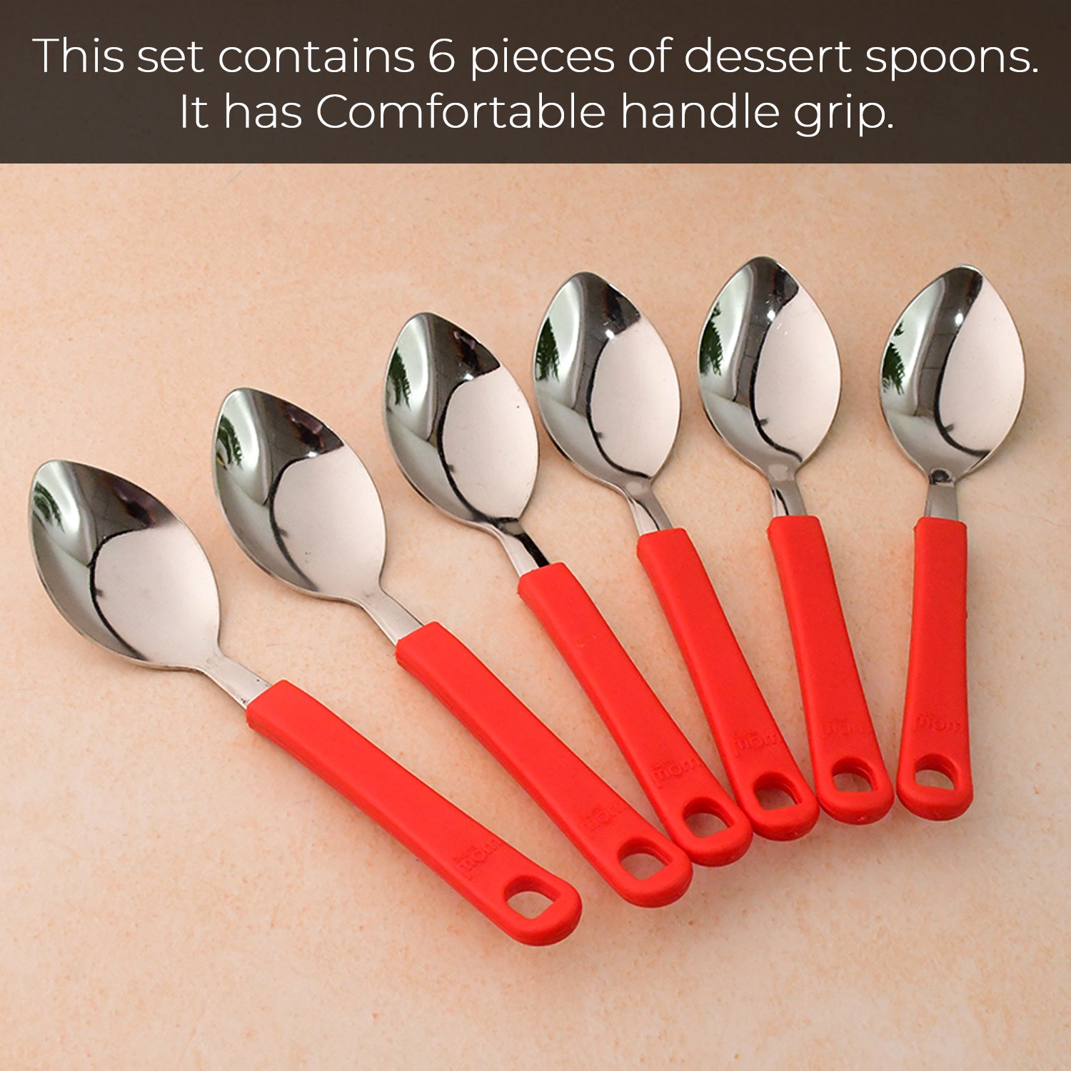 Set of six Wukusy Supermom premium stainless steel table spoons for home and kitchen use, shiny, polished, and durable.